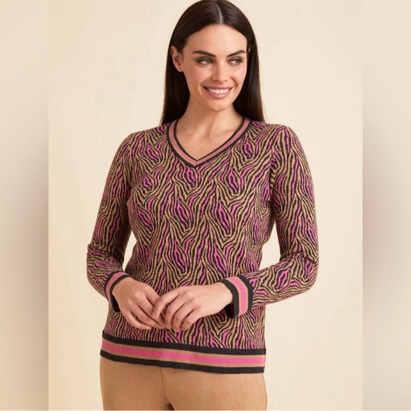 NWT Peace of Cloth-5% Cashmere Brown+pink animal print...